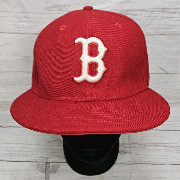 New Era 59Fifty Boston Red Sox 7 3/4 Official Baseball Cap Authentic Red - Picture 1 of 7